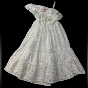 Cat & Jack White Eyelet Tiered Off-The-Shoulder Maxi Dress | Size XS 4-5